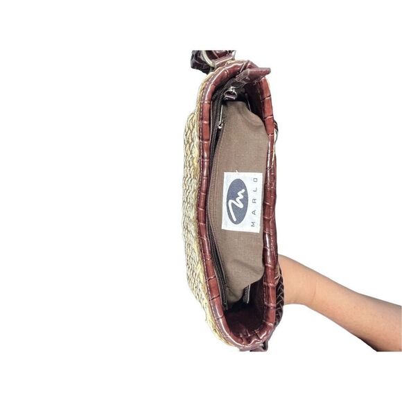 Marlo tan brown leather woven vintage purse - Picture 6 of 8